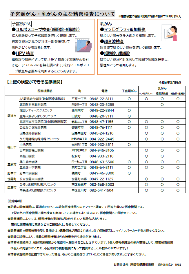 精密検査実施医療機関リーフレット２