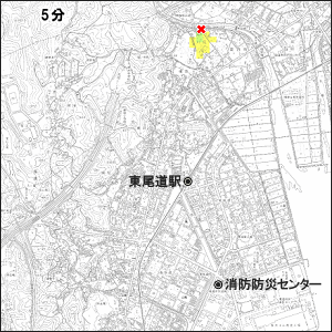 藤井川 東尾道駅付近の氾濫シミュレーション 5分